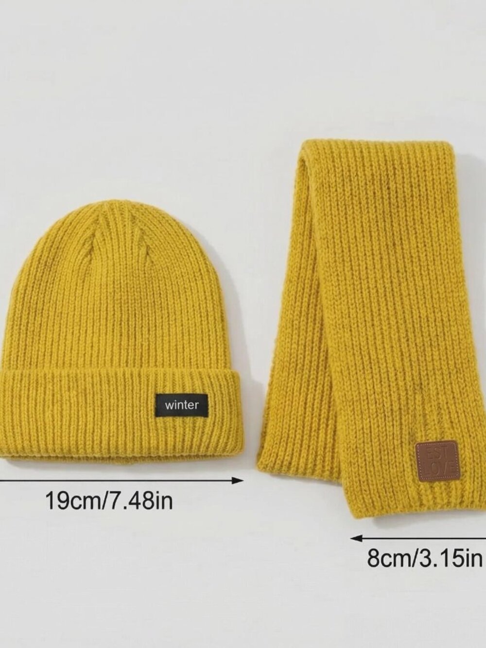 Kids Knit Beanie Hat and Scarf Set Thick Soft Winter Warmth